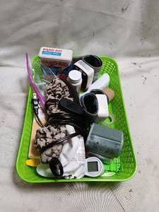 lot 33936 image: Lot of Medical Supplies - Heart Rates Checker  Band Aids & Heating Pad.