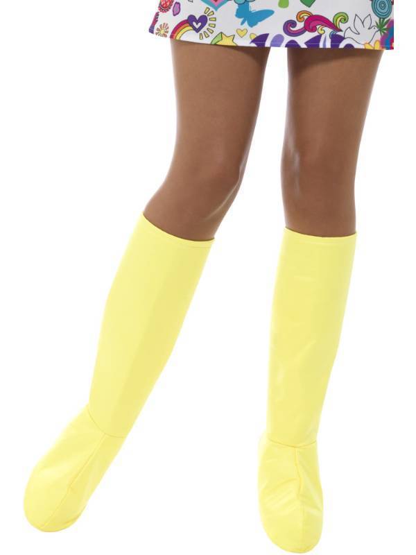 lot 18085 image: GoGo Boot Covers, Yellow, 1960s Groovy Fancy Dress, 1960s Dress Up Accessories (little stain) - Retail $13