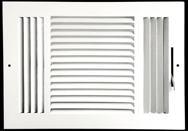 lot 18113 image: 12x 8 (Duct Opening Size) 3-Way Stamped Face Steel Ceilingsidewall Air Supply Register - Vent Cover - Actual Outside Dimension 13.75 X 9.75 - Retail $17