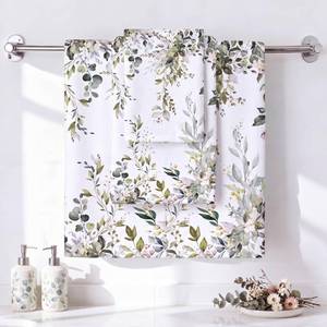 lot 73576 image: 3 Pack Sage Green Eucalyptus Decorative Towels Set - Retail $17