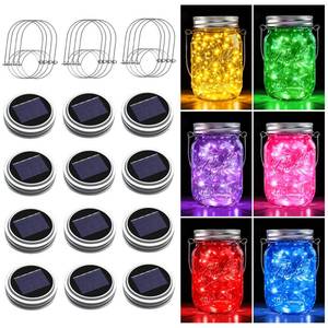 lot 73579 image: Mason Jar Solar Lights for Outside, 12 Pack 30 LED Fairy Lights(NO Jars) - Retail $30