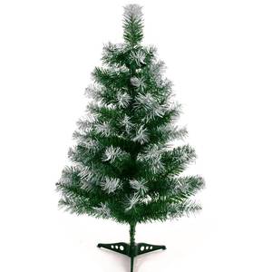 lot 73580 image: 2Ft Artificial Christmas Tree Green Tabletop Christmas Tree with Flocking Snow Frost Tips Plastic Stand Mini Xmas Pine Tree for Party Supplies Indoor Outdoor Holiday Home Decoration - Retail $18
