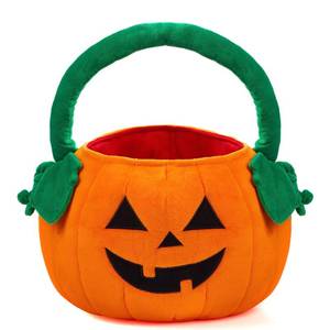 lot 73583 image: Halloween Pumpkin Plush Tote Bucket, 11 X 13.4 inches Candy Trick or Treat Bag, Cute Halloween Basket with Handle for Kids Girl Boy Trick or Treating, Party Favor Supplies, Kids Gifts Goody Bag - Retail $12