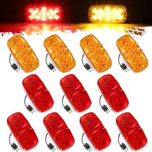 lot 73602 image: 11Pcs Upgrade Double Bullseye AmberRed 16LED Marker Lights with Reflector Cup, Side Marker Clearance Lights with Bullet Connectors for Trailer RV Camper Motorhome, 12V, (4 Amber  7 Red) - Retail $39