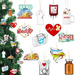 lot 73604 image: 26 Pcs Christmas Nurse Ornaments Medical Theme Xmas Tree Decor - Retail $18