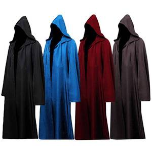 lot 73610 image: Tunic Hooded Robe Monk Priest Black Cloak Halloween Costume Adult Hood Cape, XL  - Retail $10