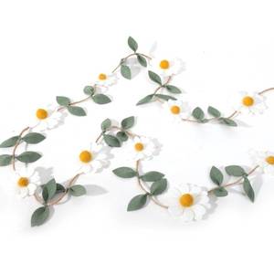 lot 73613 image: Wool Felt Daisy Chain Banner Garland - Daisy 1st Birthday Decorations,Daisy Themed Party Decorations,Nursery Wedding Decoration,White Wool Felt Daisy Green Leaf Garland - Retail $12