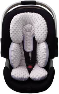 lot 73650 image: Infant Car Seat Head Neck Support, Ultra-Soft Minky and Microfiber Newborn Car Seat Insert, Perfect for Car Seat, Stroller, 2-in-1 Reversible, for Boys and Girls, Gray, Neck Support only - Retail $20