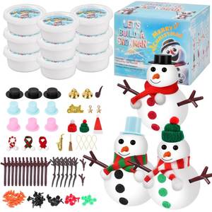lot 73651 image: Christmas Crafts Stocking Stuffers for Kids,9 Pack Clay Build Snowman Kit - Retail $10