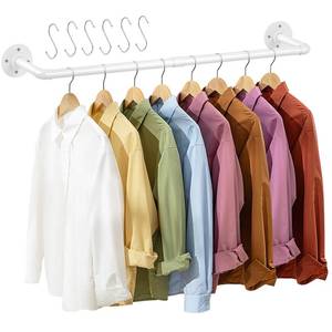lot 73662 image: Industrial Pipe Wall Mounted Clothes Rack,38 Inches Heavy Duty Detachable Garment Rack,Multi-purpose Hanging Rod for Closet - Retail $24
