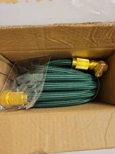 lot 73667 image: NON-EXPANDABLE Garden Hose 25 ft, Heavy Duty Flexible Water Hose, Kink Resistant Lightweight Hybrid Hose with Durable Fabric Skin, Leakproof Hose Male to Female Fittings - Retail $19