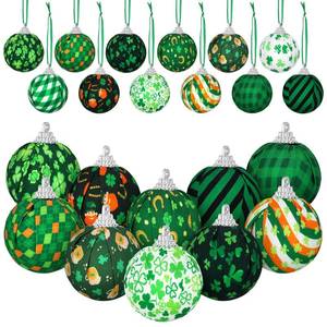 lot 73671 image: 12 Pcs St. Patricks Day Ball Ornament St. Patricks Day Shamrock Hanging Ornament Good Luck Clover Balls Tree Decor for St. Patricks Day Irish Party Supplies(Various) - Retail $8