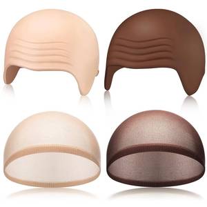 lot 73680 image: 4 pcs Halloween Latex Bald Cap Makeup,Skin and Brown,Classic Style - Retail $12