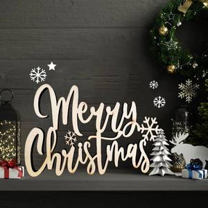 lot 73681 image: Wooden Merry Christmas Sign,Merry Christmas Table Sign Centerpiece,Decorative Holiday Wall Art with Cutout Snowflake Design,3D Freestanding Table Decor Theme Mantels Decor - Retail $13