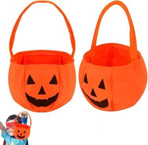 lot 73685 image: Halloween Pumpkin Candy Bags for Kids,2Pcs Trick or Treat Bags Non-Woven Pumpkin Buckets Tote Candy Basket, Halloween Party Favor Supplies Goody Bags (Pumpkin) - Retail $6