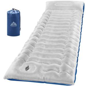 lot 73696 image: Camping Sleeping Pad, 8.8R-Value Ultralight Camping Mat with Pillow, Insulated Camping Mattress, Built-in Foot Pump Inflatable Sleeping Pads Compact for Camping Backpacking Hiking, Single - Retail $30