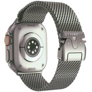 lot 73707 image: Compatible with Apple Watch Band for Men, Milanese Mesh Loop for Apple Watch Ultra 2Ultra 49mm, Series 10 46mm, 987 45mm, SE2SE654 44mm, 321 42mm Parachute-style Buckle - Retail $30