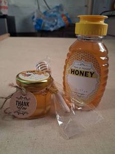 lot 2 image: Local Honey Pure & Natural Honey 10.41 oz Bottle and Small Jar Lot .