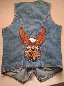 Wrangler Harley-Davidson Denim Vest Wrapped Transit Embroidered Eagle