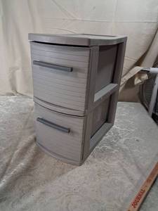 lot 43 image: Sterlite 2-Drawer Stackable Storage Cabinet with Lid