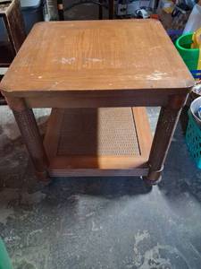 lot 54 image: Wood Side Table with wood shelf.