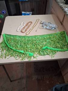 lot 56 image: Green Sequin Fringe Hip Scarf with Beaded Necklaces Lot