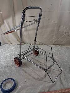lot 70 image: Metal Utility Cart with Red Wheels and Handle