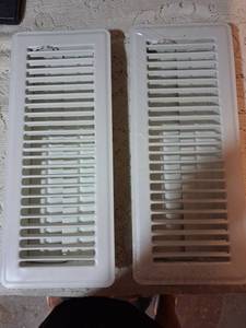 lot 108 image: White Floor Register Vent Grille with Damper Lot of 2