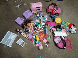 lot 154 image: Doll Playset Lot with Dolls, Vehicles, Furniture and Accessories