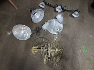 lot 155 image: Assorted Light Fixtures Lot - Ceiling Lights, Dome Lamps, Chandelier Hardware 5 misc lights