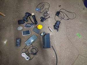 lot 156 image: Gaming Console Lot Xbox 360 Controllers Hard Drive Accessories ps controller and camera