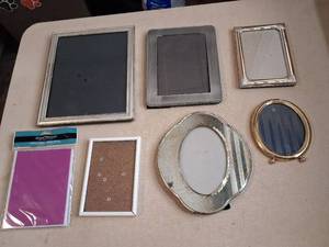 lot 163 image: Photo Frames Lot 9 Piece Set Assorted Sizes Rectangle Oval