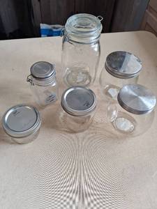 lot 187 image: Libbey Lord & Seal Glass Canning Jars with Metal Lids Set of 6