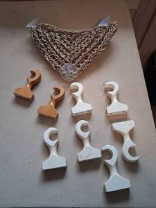 lot 193 image: Curtain Rod Brackets and Hooks Lot with Rope Cord