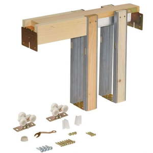 lot 21048 image: Johnson Hardware 1500 Series Pocket Door Frame Kit  Retail $77.99