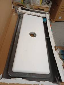 lot 21051 image: White Acrylic Shower Pan with Drain, 30 x 60