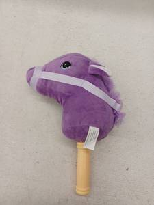 lot 21090 image: Purple Plush Horse Head Riding Toy, (Incomplete)