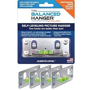 lot 21193 image: Balanced Hanger Always Level MirrorPicture Hanging Kit 75 lb, 5 Pack