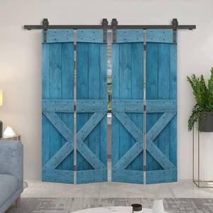 Calhome 64x84 Mini X Series Denim Blue Bi-Fold Barn Doors | Retail $719.95