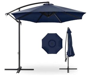 10ft Offset Cantilever Hanging Market Patio Umbrella, Navy Blue