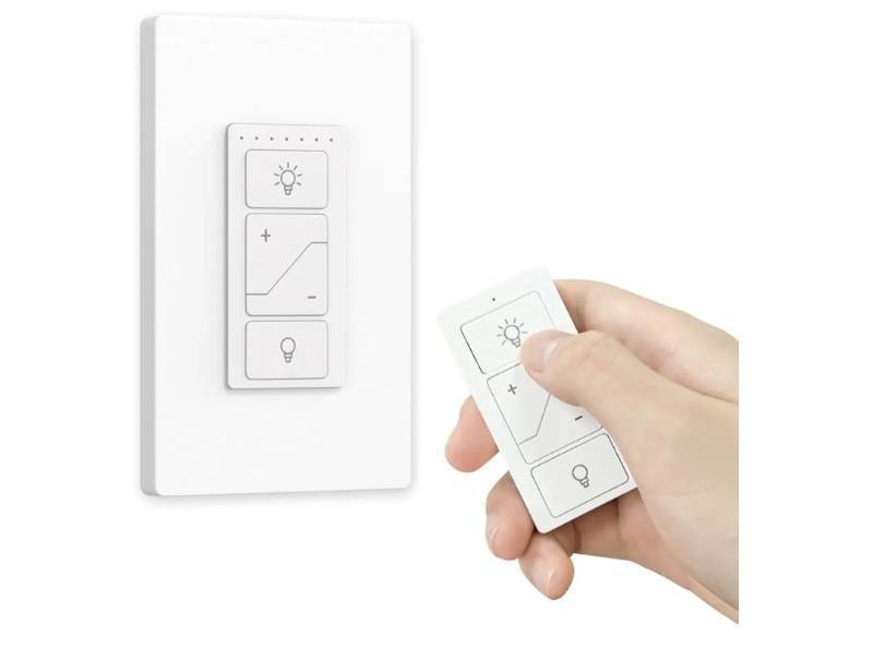 lot 28596 image: Dimmer Switch, Remote Light Switch with Alexa Wireless ControlSingle Pole Wireless Switch for Dimmable LEDCFLIncandescent Light, 6-Level Brightness Adjustment, Bluetooth Voice Control - Retail $25