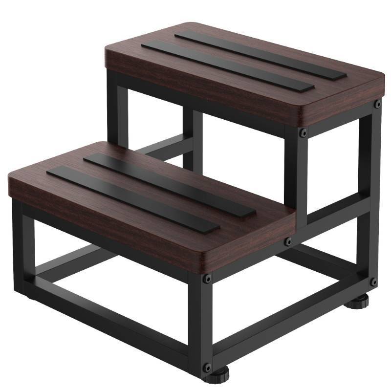 lot 38672 image: Step Stools for Adults Kids, Heavy Duty Stepping Stool Wooden Bed Step Stools for High Beds, Non-Slip 2 Bedside Foot Stool with 500 Lb Capacity for Bedroom Kitchen Bathroom Outside,Easy Assembly,Teak - Retail $43