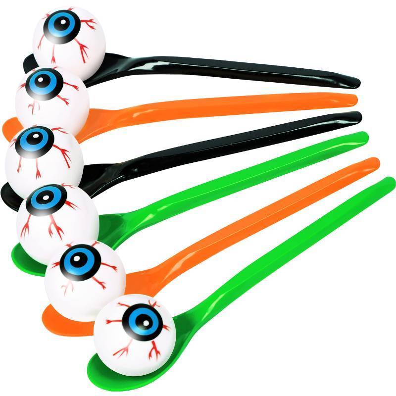lot 18098 image: Moon Boat 24 Packs Halloween Game Eyeball Spoon Relay Race Toy Set- Indoor Outdoor Party Supplies Decorations - Retail $13