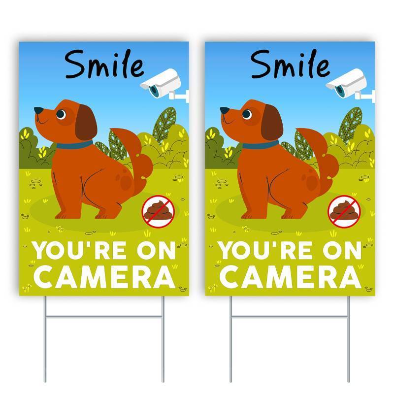 lot 28838 image: Smile Youre on Camera Sign, 8x12 Double-Sided Coroplast, 2 Pack (No H stake included) - Retail $7