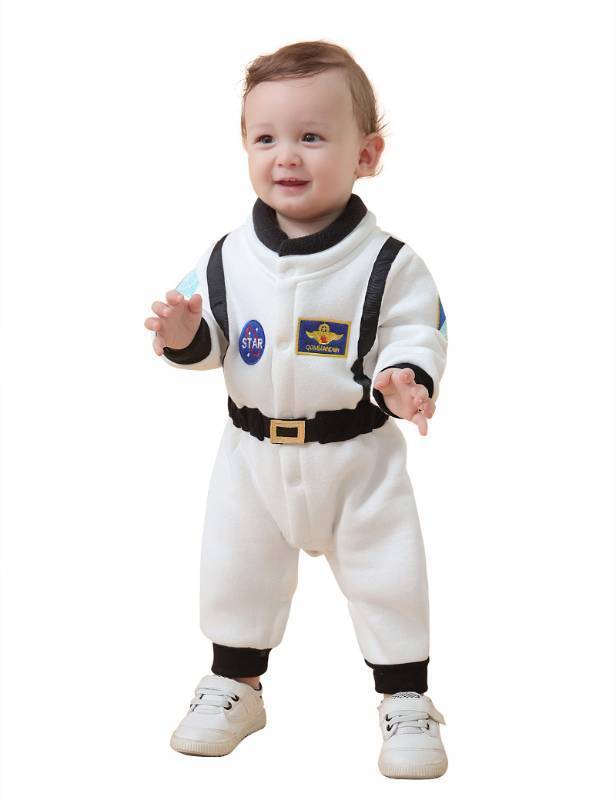 lot 28859 image: Baby Astronaut Jumpsuit Costume, White, 6-12 Months - Retail $20