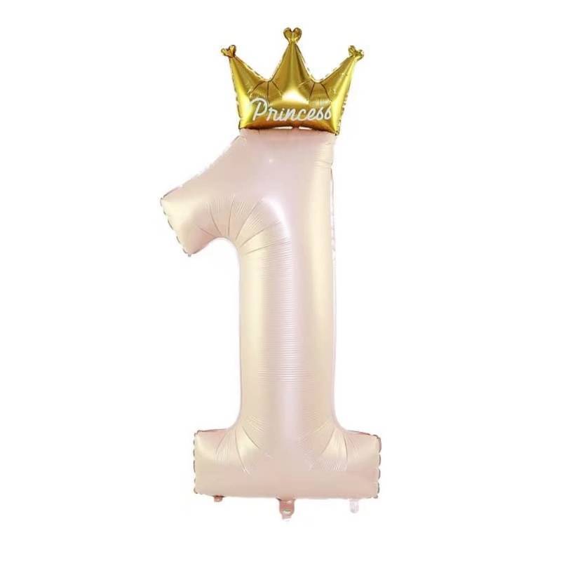 lot 28912 image: 40-Inch Pink Number 1 Princess Crown Balloons, 1st Birthday Balloons for Girls, 1st Birthday Party Decorations, Princess Party Decorations Supplies. (Pink) - Retail $7