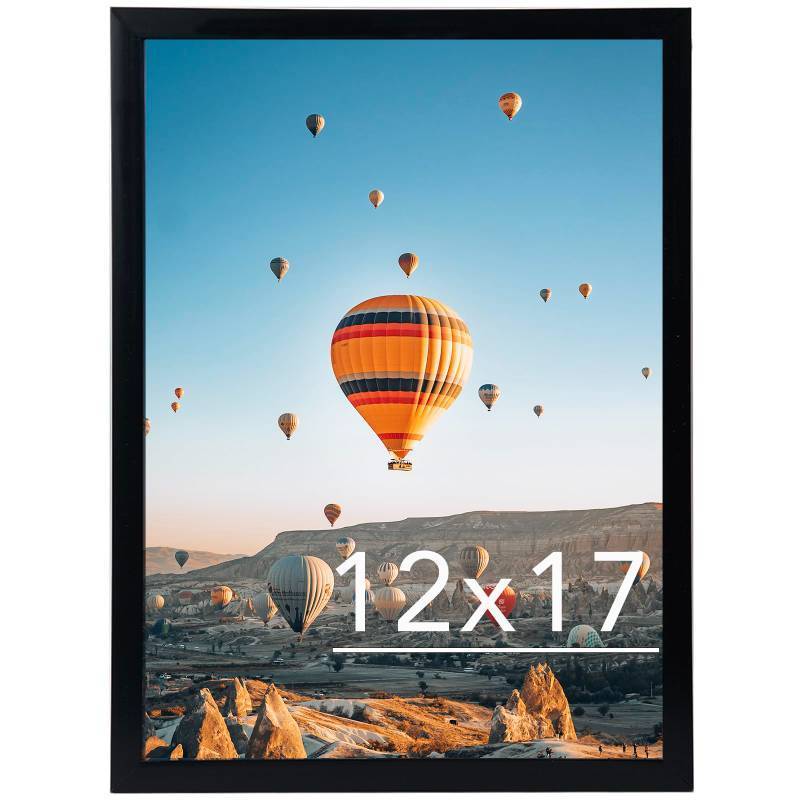 lot 28967 image: 12x17 Picture Frame Black for Wall Hanging, Wall Mounting Horizontally or Vertically, 12 x 17 Wall Gallery Poster Photo Frame with Shatter Resistant Plexiglass, Black - Retail $9