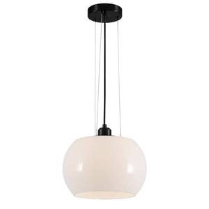 lot 18433 image: Modern Large Globe Pendant Light Black White Dome Glass Pendant Lighting Mid Century Farmhouse Kitchen Island Hanging Light Fixture Dining Room Ceiling Hanging Lamp - Retail $105