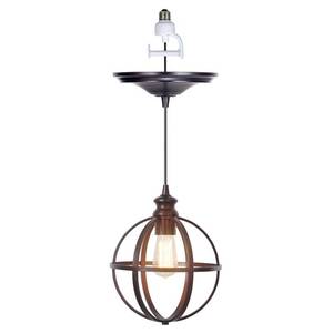 lot 18438 image: Instant Pendant Recessed Light Conversion Kit Brushed Bronze Globe Cage Shade - Retail $276