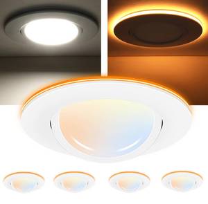 lot 18442 image: 4 Pack, 6 inch 5 Color Swivel LED Gimbal Recessed Light with Night Light,12W CRI80 950LM,2700K3000K3500K4000K5000K��Canless Angled Adjustable Ceiling Downlight, White Finish - Retail $80